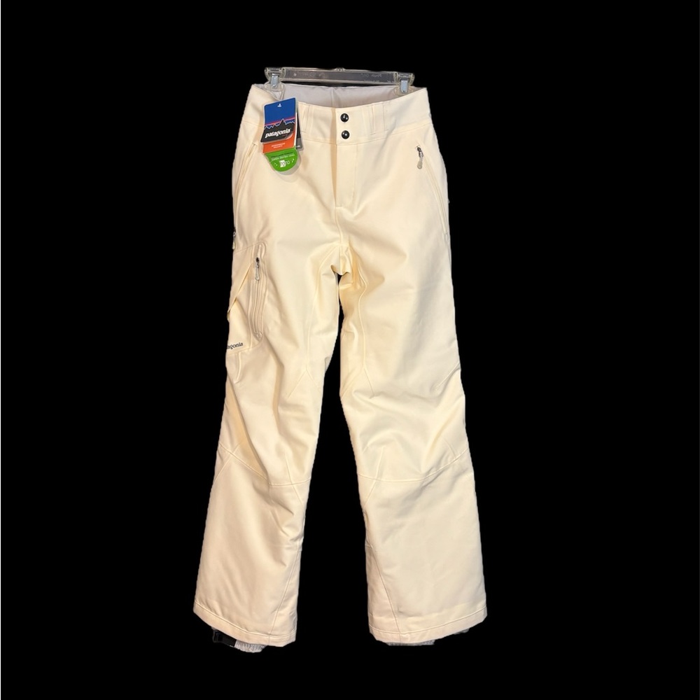 NWT Patagonia Women M Ivory Ski Snowboard Insulated H2No Waterproof Pant Pockets